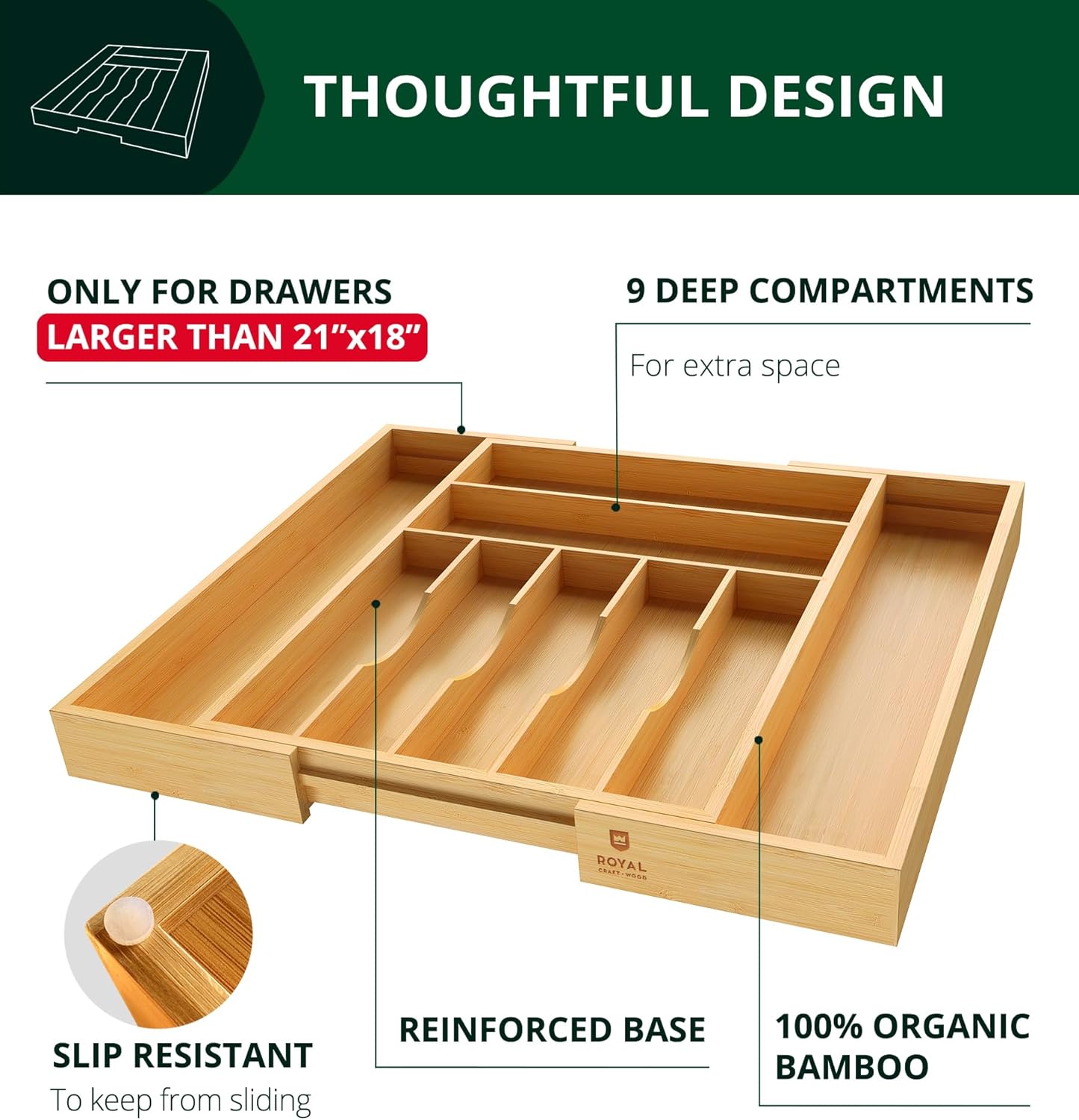 Bamboo Kitchen Drawer Organizer