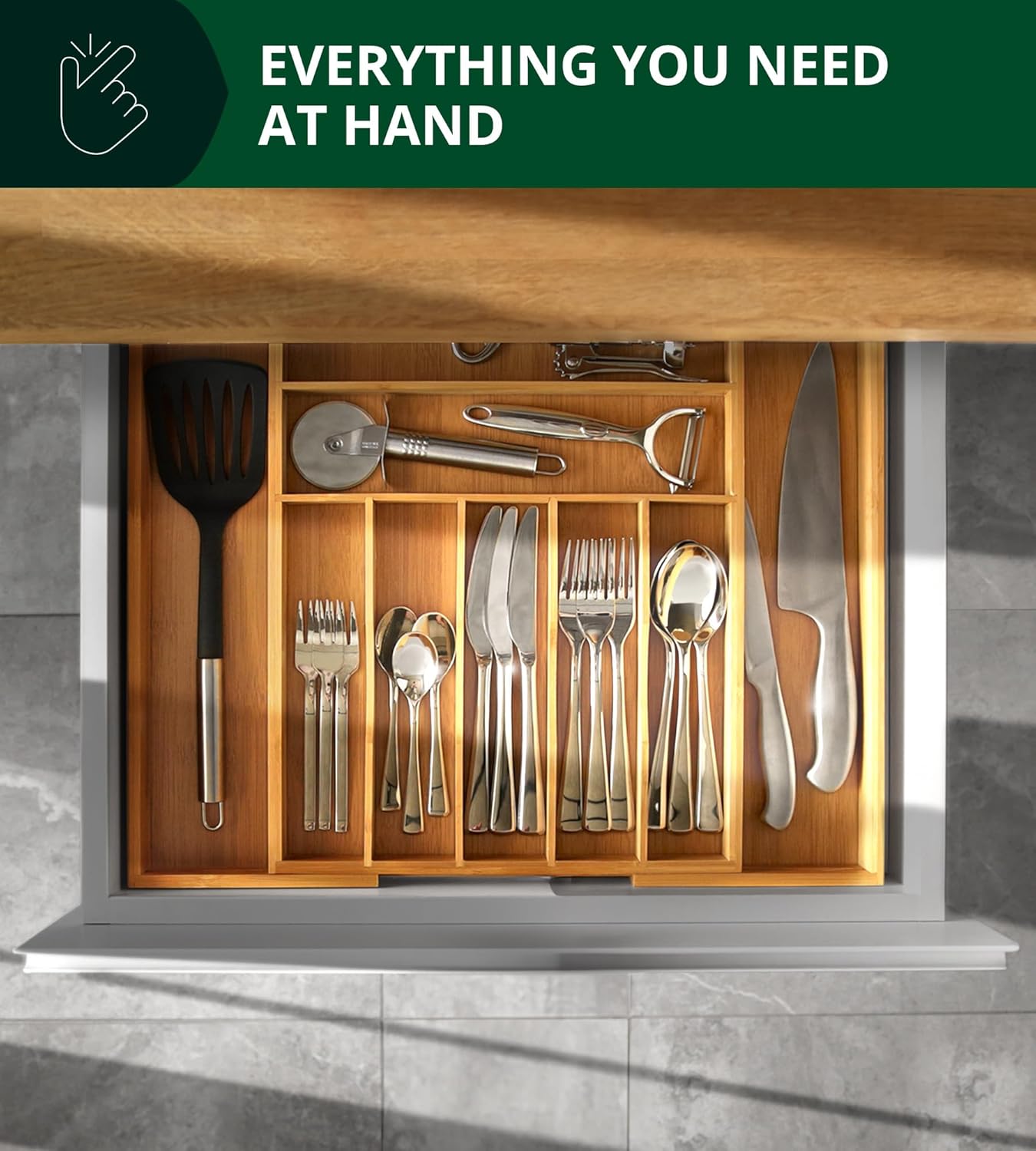 Bamboo Kitchen Drawer Organizer